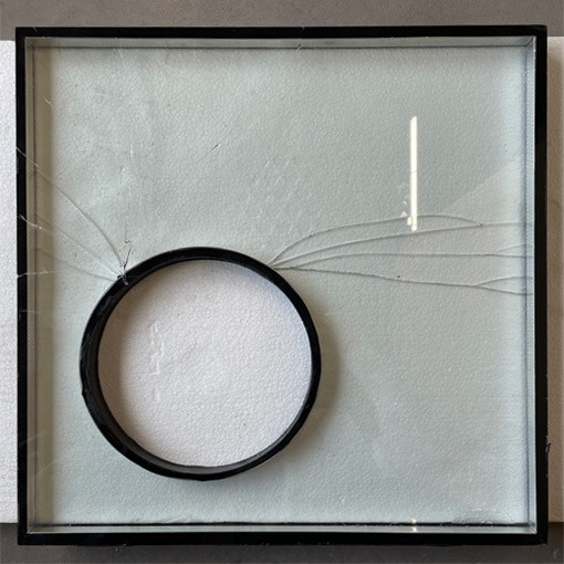 defektes Isolierglas mit Katzenschleuse